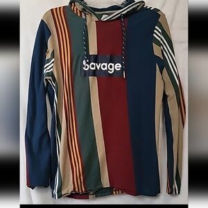 Original Gravity Designed In NYC Savage Stripped Long Sleeve Hoodie-Adult Medium